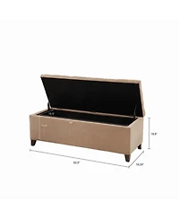 Tufted Upholstered Storage Bench with Button Top, Solid Wood Legs for Bedroom or Living Room, Hidden Blanket-The Pop Home