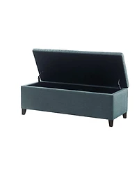 Tufted Upholstered Storage Bench with Button Top and Solid Wood Legs for Bedroom or Living Room Seating Hidden Blanket Organization-The Pop Home