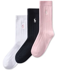 Polo Ralph Lauren Toddler & Little Girls 3-Pk. Rib Solid Crew Socks