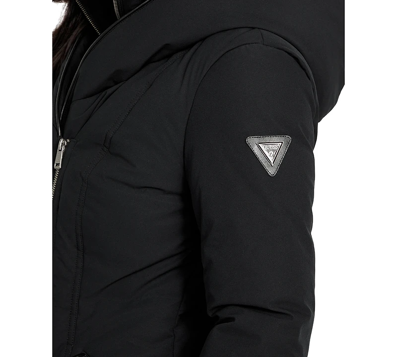 Guess Women's Asymmetric Zip-Front Hooded Puffer Coat