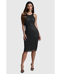 Bebe Women's Crystal Mesh Tank Dress