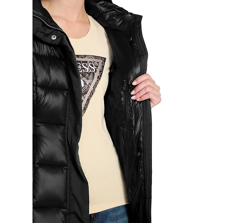 Guess Women's Faux-Fur Trim Hooded Maxi Puffer Coat
