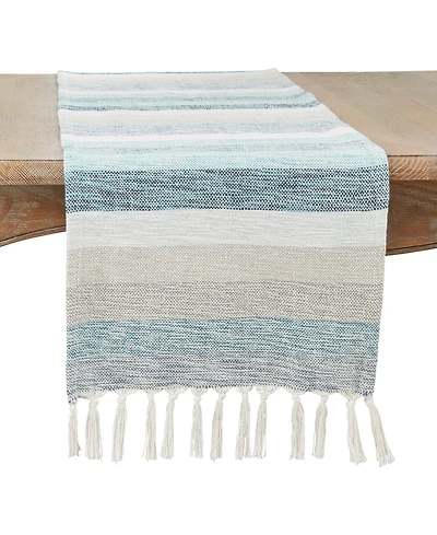 Saro Lifestyle Fringed Stripe Table Runner