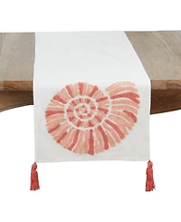 Saro Lifestyle Coastal Embroidered Seashell Table Runner, 16" x 72"