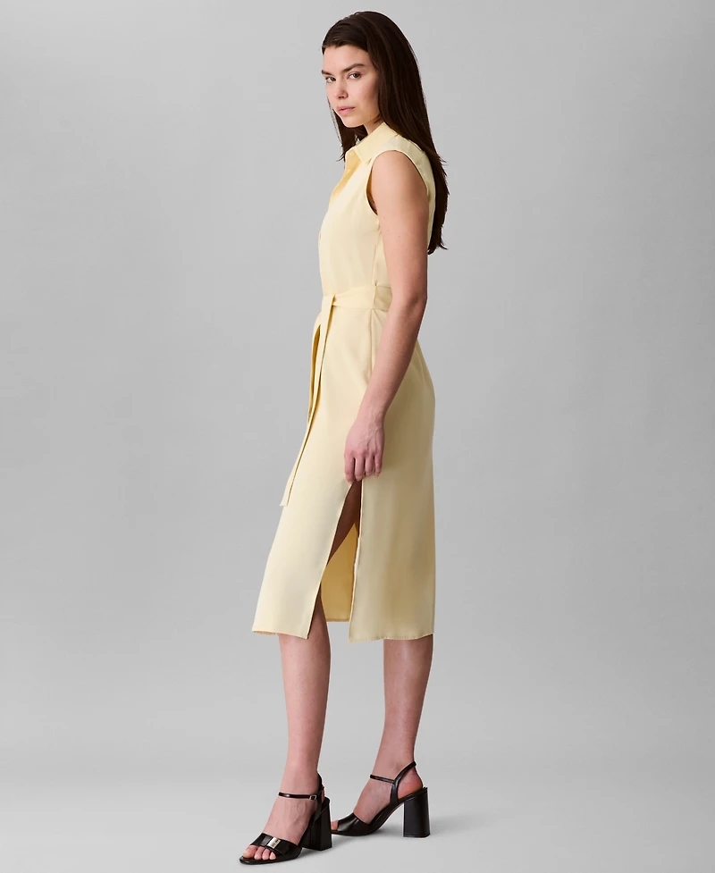 Calvin Klein Women's Sleeveless Tie-Waist Shirtdress