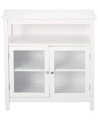 Kings Brand Furniture 2-Door Sideboard Buffet Storage Cabinet for Dining Room, Kitchen Accent Cabinet (White