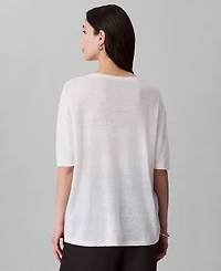 Calvin Klein Women's Short Sleeve Linen Blend Top
