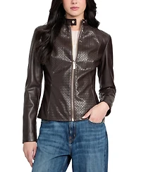 Guess Women's Faux-Leather Basketweave Jacket