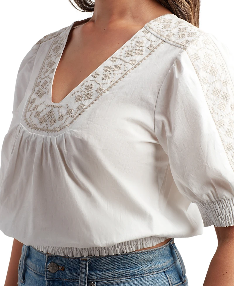 Bcx Juniors' Embroidered Cotton Top