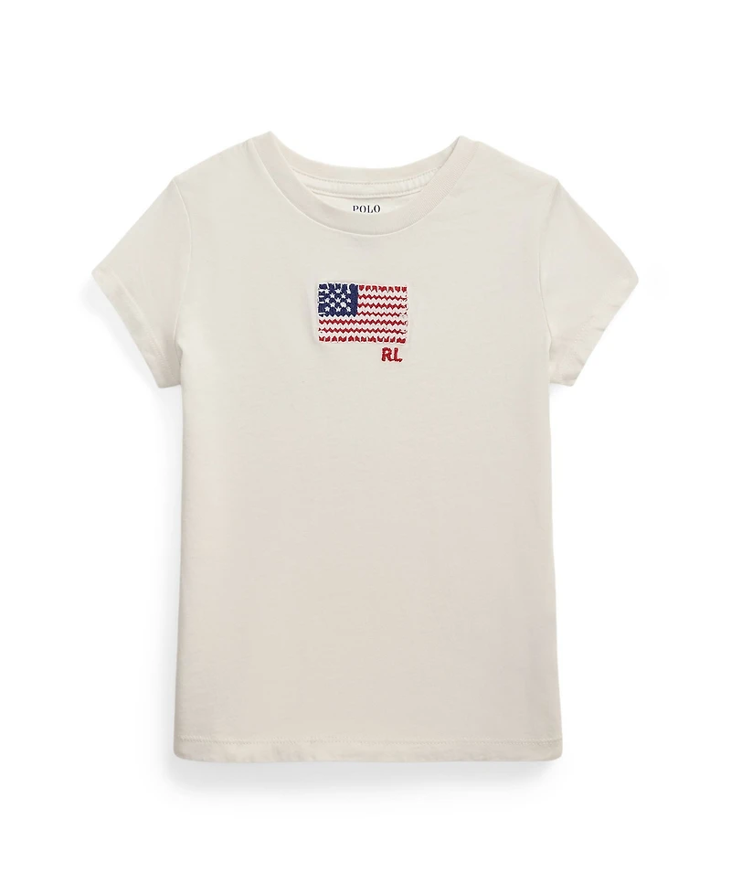 Polo Ralph Lauren Toddler and Little Girls Flag-Applique Jersey T-Shirt