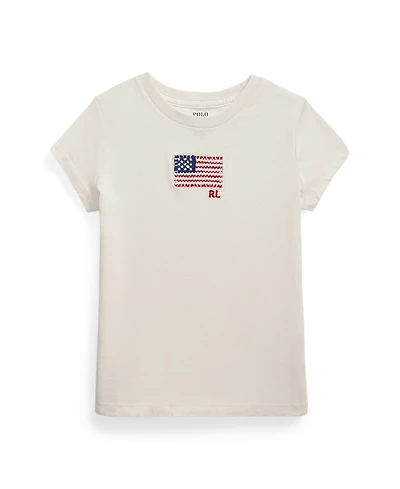 Polo Ralph Lauren Toddler and Little Girls Flag-Applique Jersey T-Shirt
