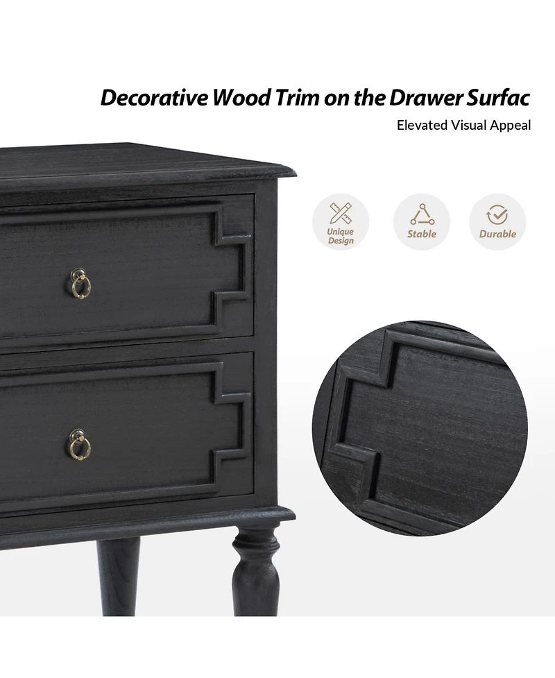 Kim 28"Tall 2-Drawer Nightstand