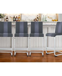 Set of Four Metal Low Back Counter Height Bar Chairs