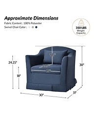 Terri Modern Slipcovered Swivel Armchair