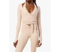 WeWoreWhat Women's Long Sleeve Wrap Top