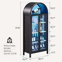 Vlsrka Curio Cabinet w/ Glass Doors, 5-Tier Shelf, Lights & Sensor