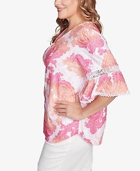 Ruby Rd. Plus Paisley Textured V-Neck Top