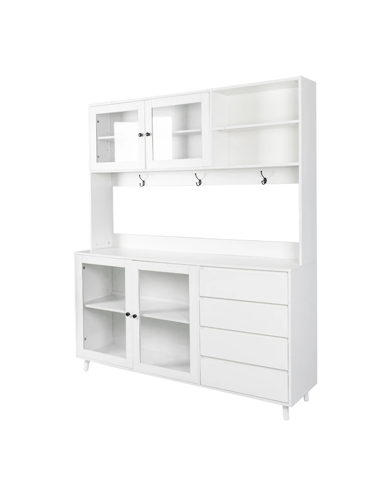 Streamdale Large White Kitchen Hutch with Microwave Shelf
