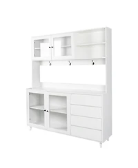 Streamdale Large White Kitchen Hutch with Microwave Shelf