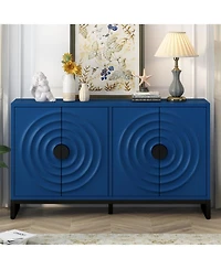 Streamdale Rubberwood Veneer Sideboard Cabinet with Adjustable Shelves