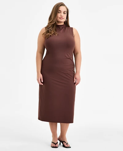 Bar Iii Trendy Plus Mock-Neck Midi Dress, Exclusively at Macy's