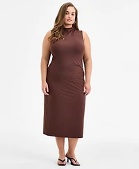 Bar Iii Trendy Plus Mock-Neck Midi Dress, Exclusively at Macy's