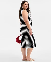 On 34th Trendy Plus Striped Knot-Front Knit Midi Dress