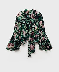 Mango Women's Floral-Print Turtleneck Blouse