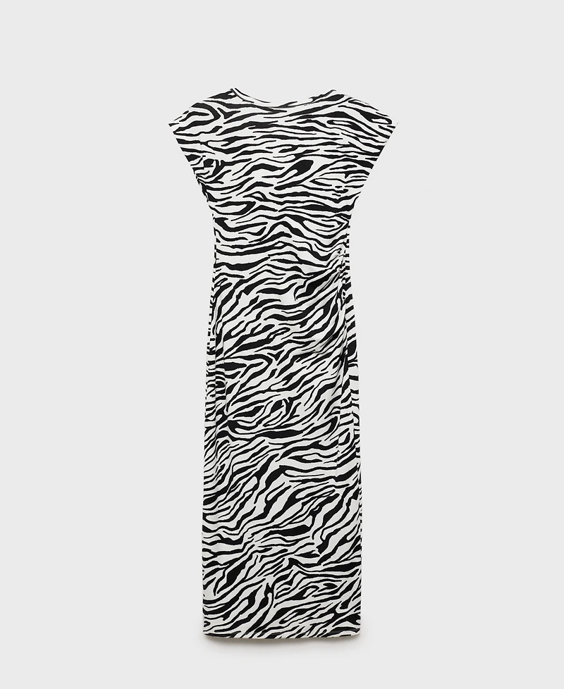 Mango Women's Zebra-Print Fitted Midi Dress