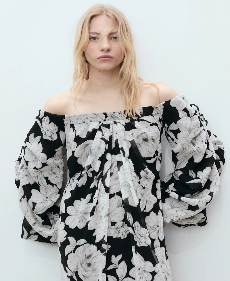 Mango Women's Floral Strapless Dress