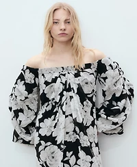 Mango Women's Floral Strapless Dress