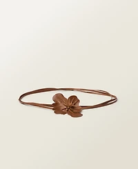 Mango Women's Flower Detail Thin Leather Belt