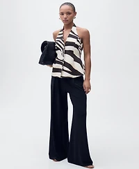 Mango Women's Zebra-Print Linen-Blend Vest