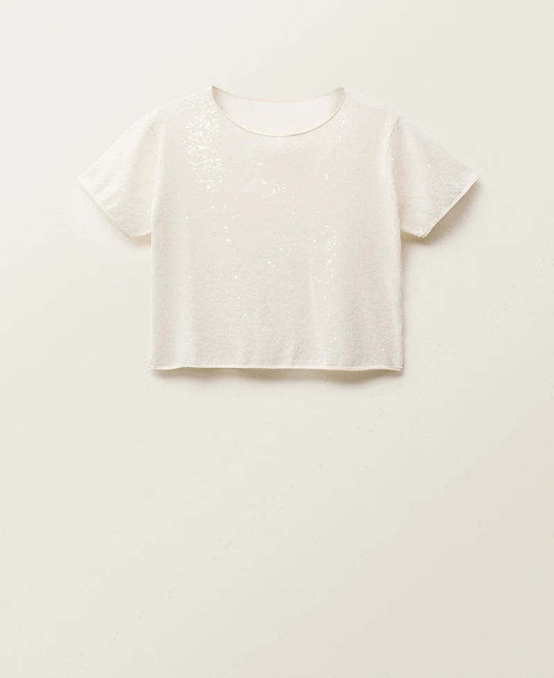 Mango Women's Short-Sleeved Sequin Knitted Sweater
