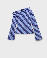 Mango Women's Asymmetrical Striped Blouse