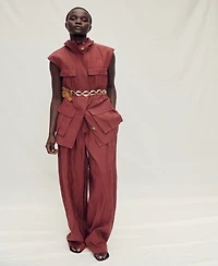 Mango Women's Wide Leg Wrinkled Suit Pants