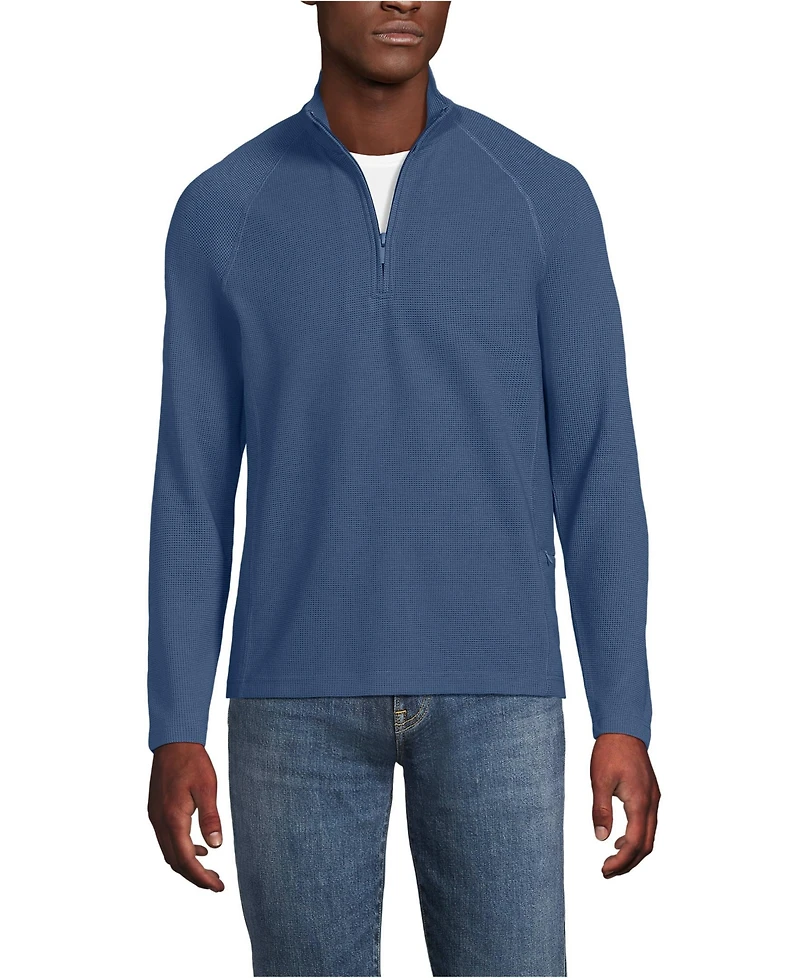 Lands' End Men's Long Sleeve Waffle Quarter Zip