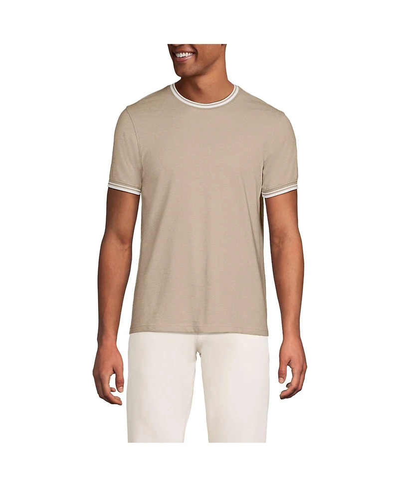 Lands' End Men's Short Sleeve Soft Pique Crew Tee