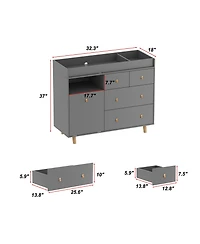 Diaper Table with 4 Drawers, Baby Changing Station Storage Compartments