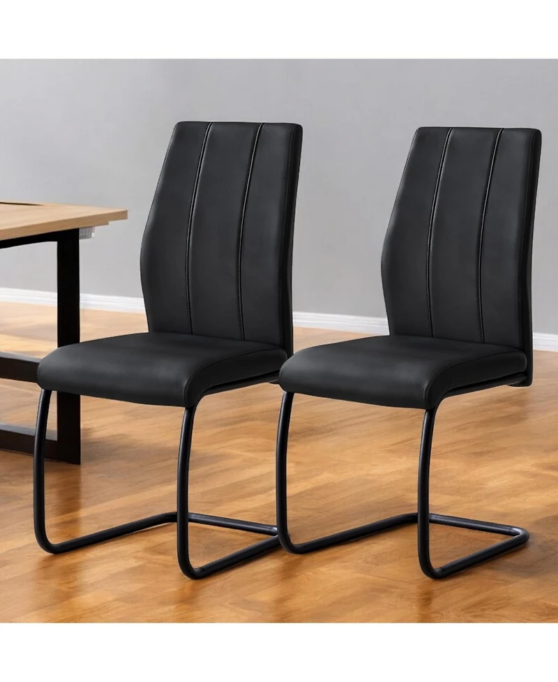 Set of Two Upholstered Faux Leather Dining Side Chairs