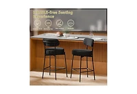 Dyhome Bar Stools Set of 4, 24 Inches Modern Counter Height with Curved Back Metal Legs, Upholstered Boucle Barstools for Kitchen Island, C