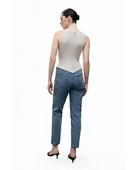 Nocturne Women's Denim Garnished Jumpsuit