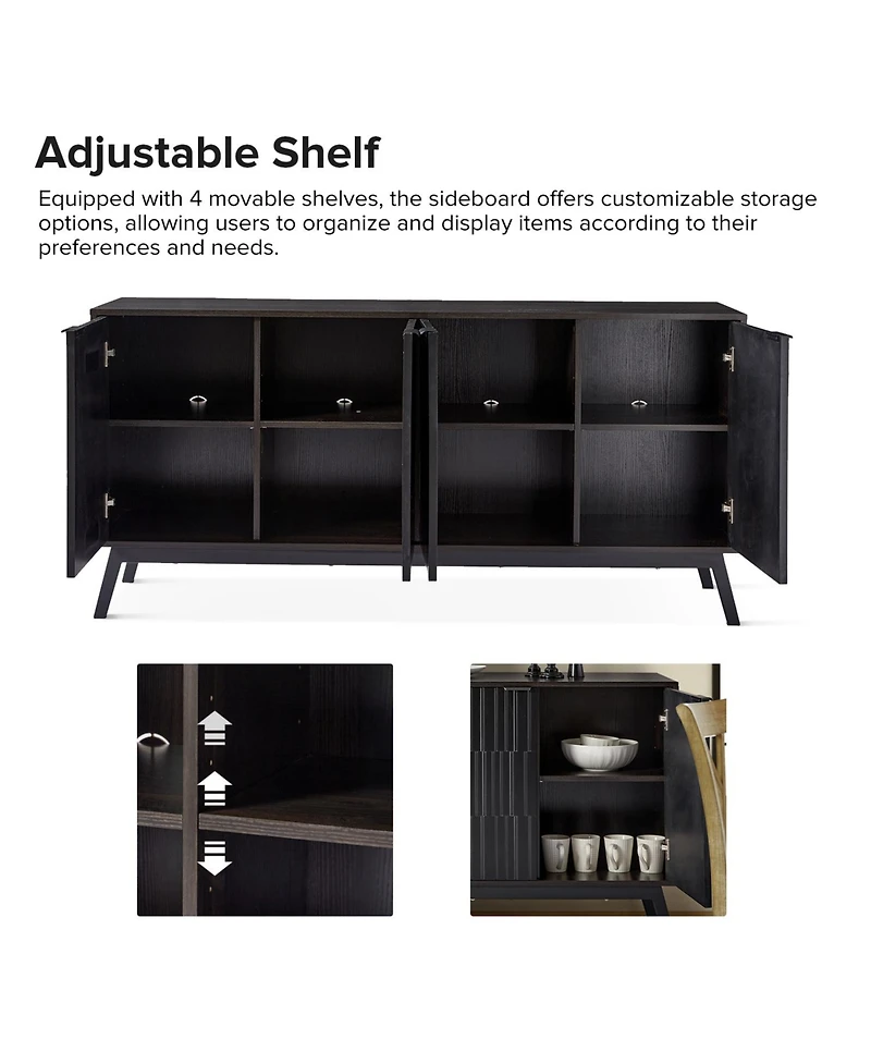 Modern Beat 63"Wide 4 door Sideboard with Adjustable Shelf