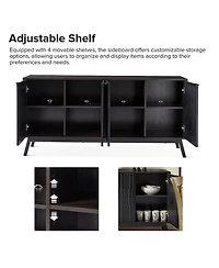 Modern Beat 63"Wide 4 door Sideboard with Adjustable Shelf