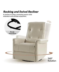 Rodrigue Modern Leather Swivel Power Recliner with Usb and Type-c Charging