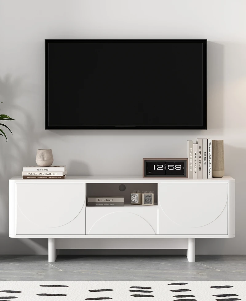 Manhattan Comfort Ella 59.1" Modern 5-Shelf Tv Stand Fits TVs up to 55"