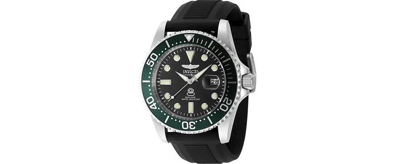 Invicta Men's 48214 Pro Diver Quartz 3 Hand Black Dial Watch