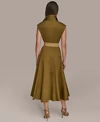 Donna Karan New York Women's Belted Cap-Sleeve Dress