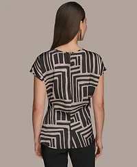 Donna Karan New York Women's Cap-Sleeve Printed Top