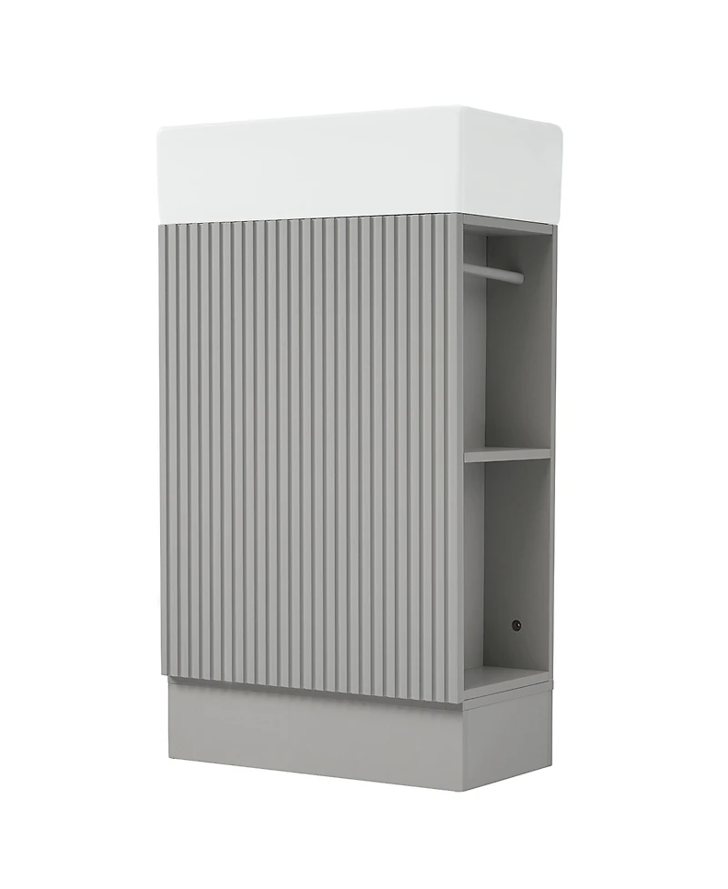 Streamdale 18.6" Bathroom Vanity with Sink, Bathroom Vanity Cabinet with Two-tier Shelf, Left or Right Orientation, Grey